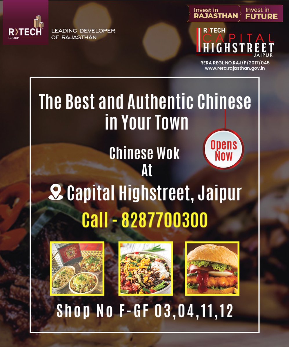 Your craving to eat Chinese is now over!
Capital Highstreet Jaipur brings to you Chinese Wok. 
Join us today!

#rtechgroup #capitalhighstreet #jagatpura #chinesewok #fastfood #testy #food #foodlover #jaipur #craving