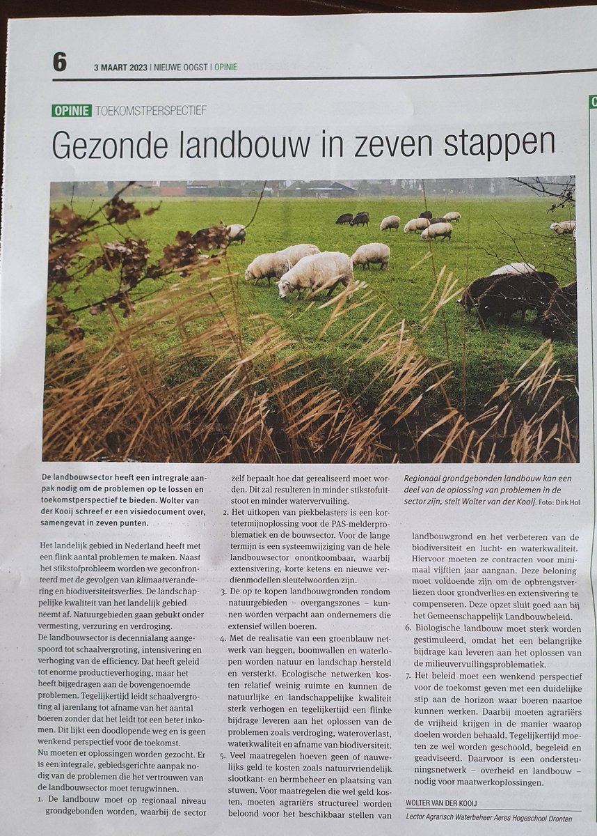Wolter van der Kooij levert met zijn 7 stappen zomaar even waardevolle input voor het #landbouwakkoord