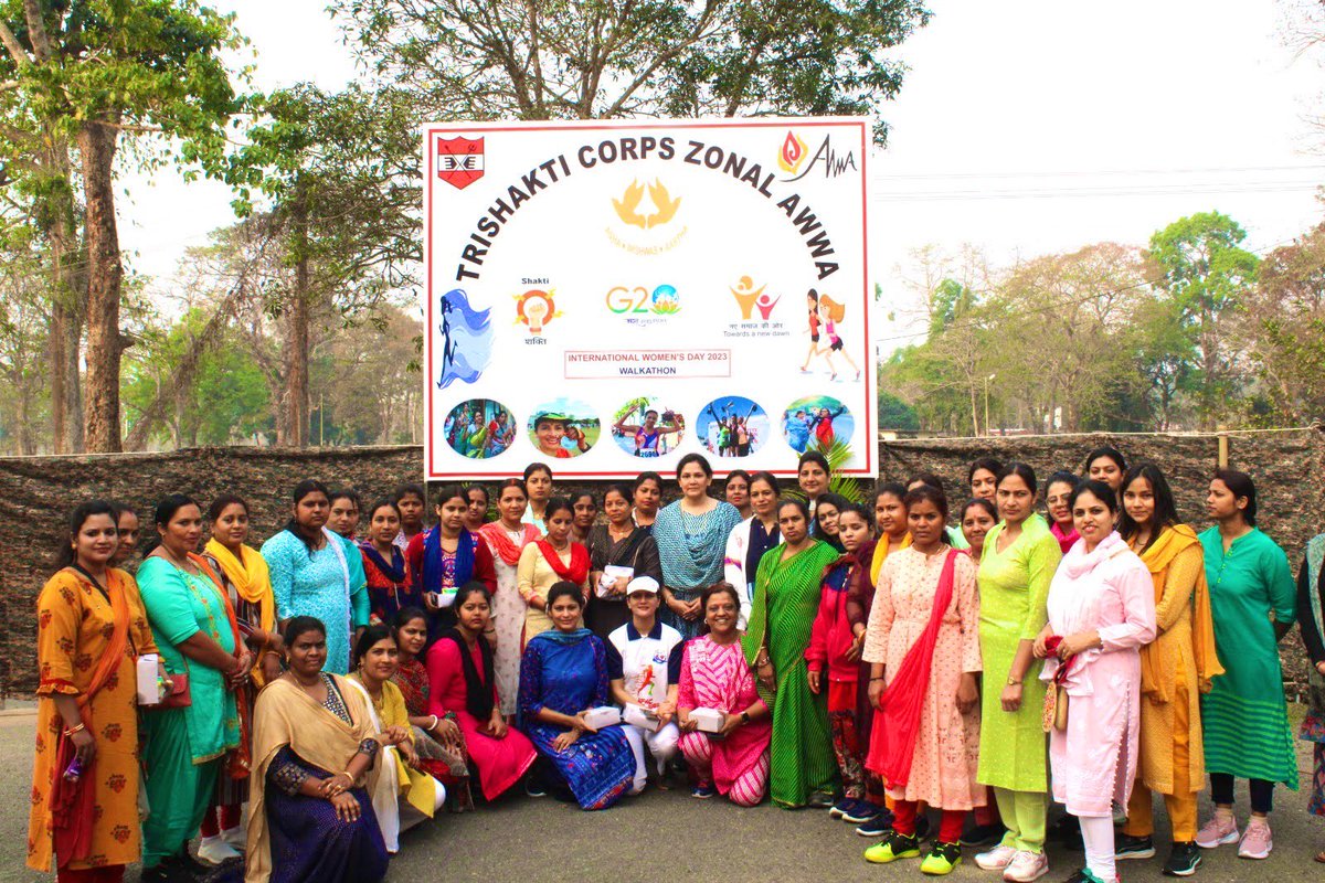 #IWD2023 
Showcasing the indomitable spirit &amp; unwavering determination of women, #TrishaktiCorps organised Walk@thon at #Sukna, as a run up to #InternationalWomenDay on 8th Mar. Event flagged off by Zonal President #AWWA. 300 enthusiastic women participated

<a href="/adgpi/">ADG PI - INDIAN ARMY</a> 
<a href="/easterncomd/">EasternCommand_IA</a>