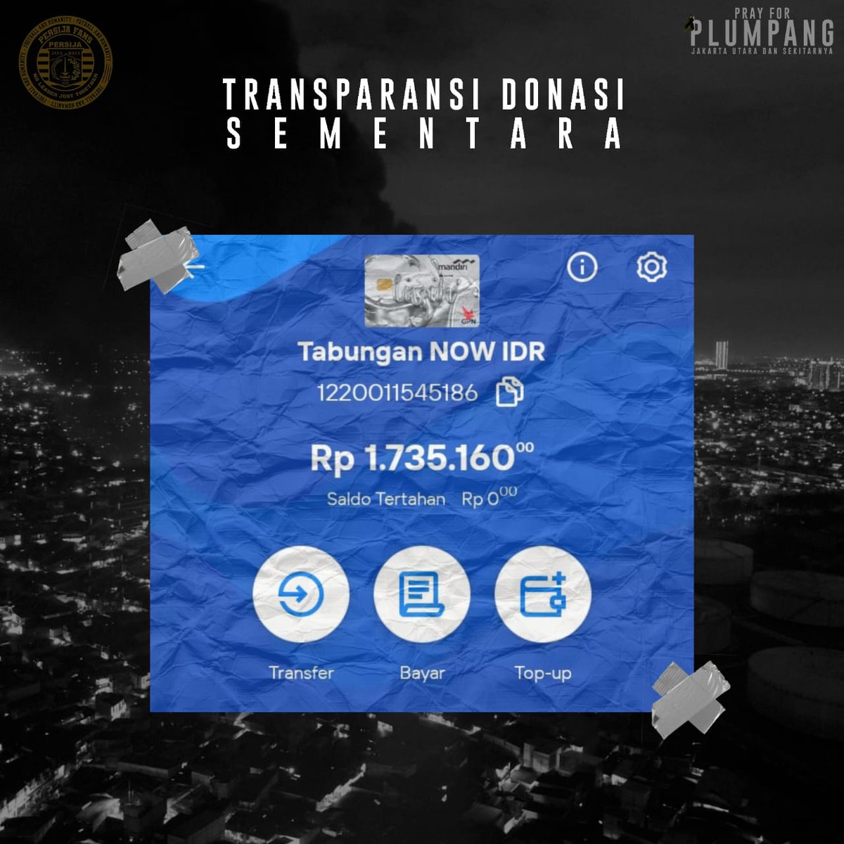 PF_PEDULI_'s tweet photo. Berikut adalah "rangkuman" transparansi untuk membantu teman-teman korban kebakaran Plumpang, Jakarta Utara yang di buka sejak 04 Maret 2023 pukul 00.59 sampai pada pukul 14.57 WIB sore ini

Donasi yang sudah terkumpul sejumlah Rp 1.730.000,-
#PrayForPlumpang
#FootballAndHumanity https://t.co/wkZ1fhH3nJ