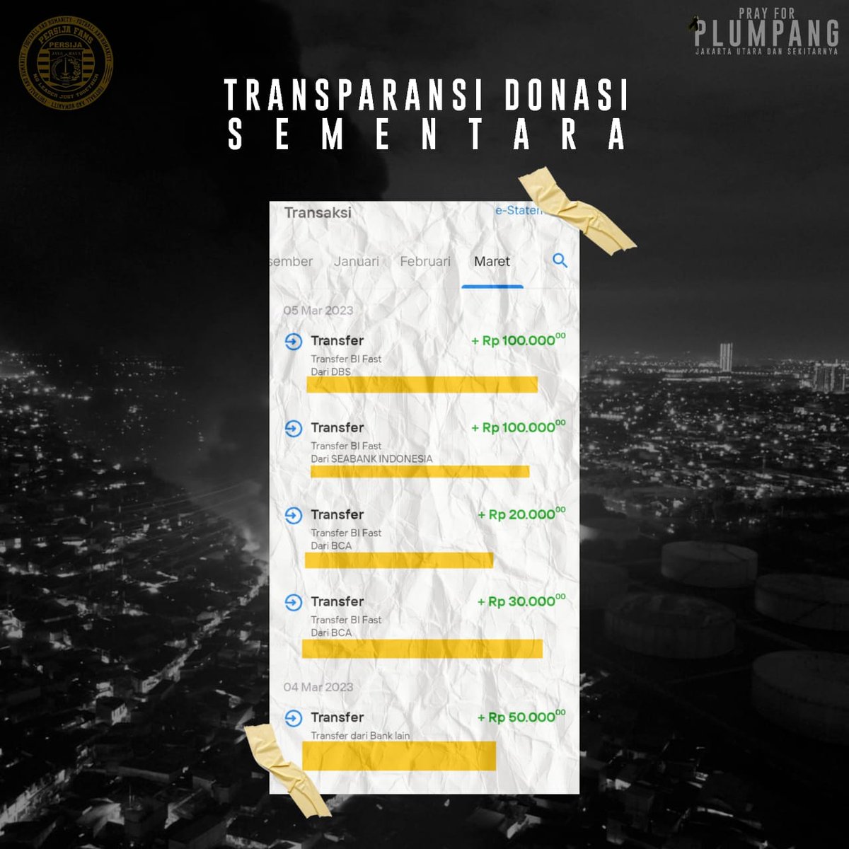 PF_PEDULI_'s tweet photo. Berikut adalah "rangkuman" transparansi untuk membantu teman-teman korban kebakaran Plumpang, Jakarta Utara yang di buka sejak 04 Maret 2023 pukul 00.59 sampai pada pukul 14.57 WIB sore ini

Donasi yang sudah terkumpul sejumlah Rp 1.730.000,-
#PrayForPlumpang
#FootballAndHumanity https://t.co/wkZ1fhH3nJ
