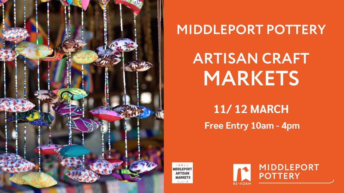 Middleport_Pot's tweet photo. Showcasing the best makers, bakers and creators in partnership with @castleartisan Join us for a heritage location Artisan Market 11/12 March. Free site entry 10am-4pm. Cafe, #MiddleportStudios and Heritage Trails to visitors. #craftsmarket #whatsonstoke https://t.co/tTRNPWmd5H