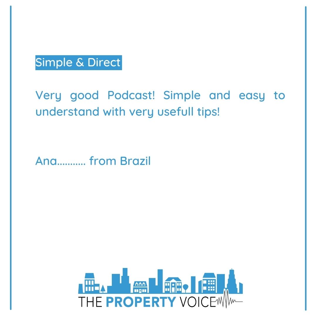 PropertyVoiceUK's tweet photo. "Simple & Direct
Very good Podcast! Simple and easy to understand with very usefull tips!
Ana........... from Brazil"
#podcasttestimonial
#Podcast
#ThePropertyvoice
#TPVApprentice
#Property https://t.co/2BhprKVWRj