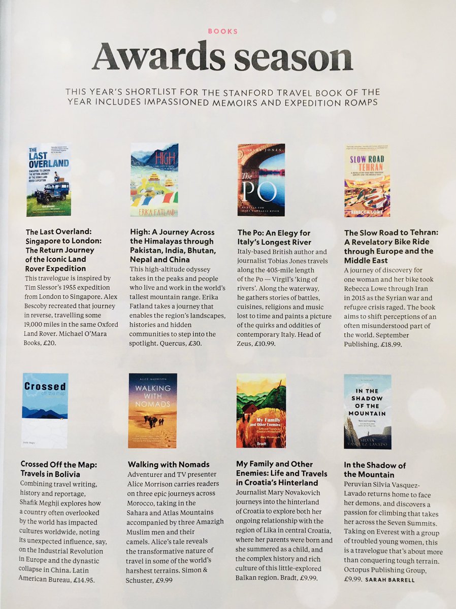 What to read by <a href="/NatGeoTravelUK/">National Geographic Traveller (UK)</a> Here is the list! bit.ly/3ZJyF7F🥳🐪🥳🐪🥳 my fabulous fellow writers include <a href="/ShafikMeghji/">Shafik Meghji</a> <a href="/silviavasla/">Silvia Vasquez-Lavado</a> <a href="/mary_novakovich/">Mary Novakovich</a> <a href="/ErikaFatland/">Erika Fatland</a> <a href="/AlexBescoby/">Alex Bescoby</a> @tobias_italia <a href="/reo_lowe/">Rebecca Lowe</a> And thanks to <a href="/TravelBarrell/">Sarah Barrell</a> for supporting us travel writers.