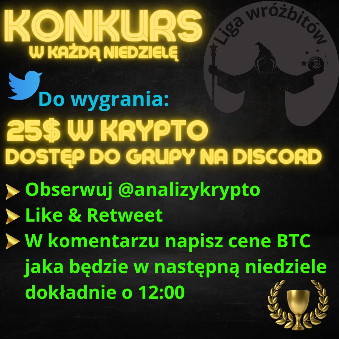#Konkurs #LigaWróżbitów
Wytypuj cenę #BTC jaka będzie dokładnie za tydzień o 12:00🚀
Osoba która będzie najbliżej wygrywa:
💰25$ w dowolnej kryptowalucie
✅️ Pełen dostęp do Discorda na 7 dni
Spełnij wszystkie warunki⬇️ 
like❤️
follow✅️
retweet🔁
Niech wygra najlepszy 👑