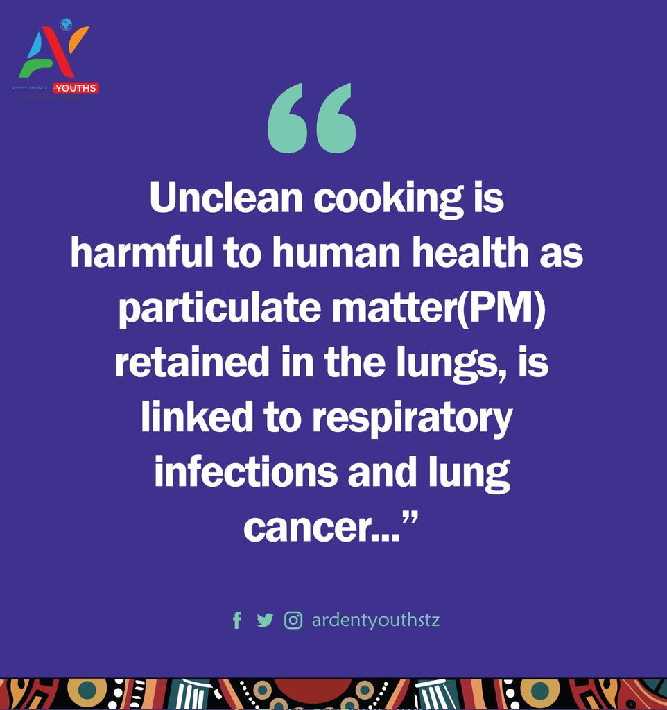 Unclean cooking is harmful to human health as particulate matter (PM) retained in the lungs, is linked to respiratory infections and lung cancer.

#SDG7 #SDG13 #CleanCooking #Energy #environment #SustainableGoals #Safety #Health #Diseases #particulatematter #respiratoryinfection