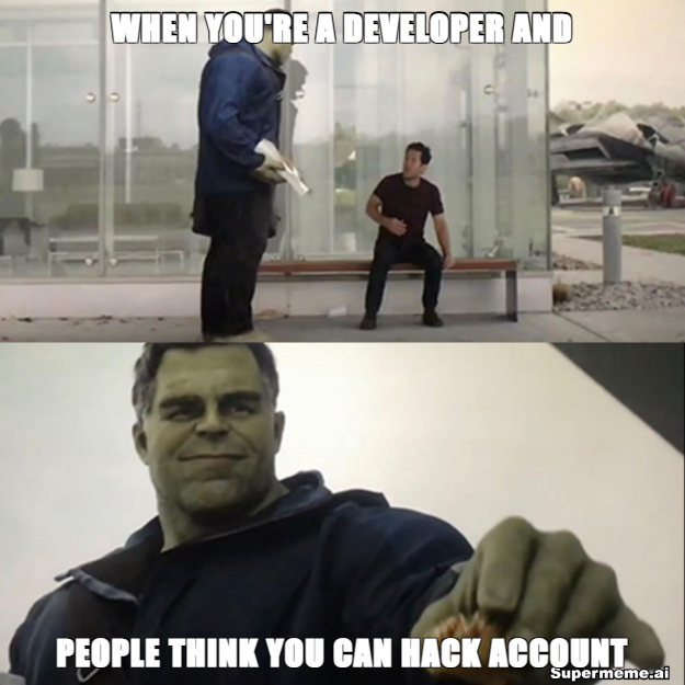 _coder_14's tweet image. Being a developer doesn't mean I can hack accounts, people! 😩 #developerlife #techhumor #hackerjokes #notahacker #programmerproblems #codinglife #codinghumor #programmerlife #programmerhumor #funnytech #webdeveloper