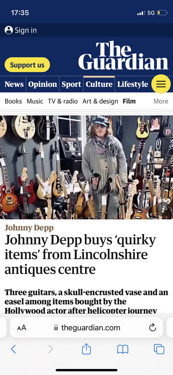 thomp's tweet photo. @guardian was this syndicated piece about quirky spousal abuser johnny depp really worth the front page of the website? https://t.co/2pHzTwu39A