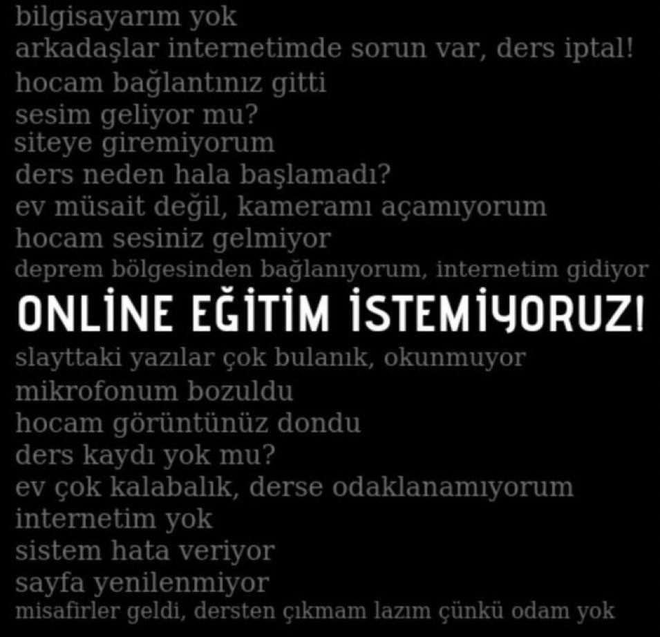 #marticinegitimkararı Evlerde internet sıkıntısı gibi durumlarla online eğitim eğitim olmaktan çıkıyor.Derslerimizi düzenli dinleyemiyoruz. Online eğitim dedikten sonra bu şekil sorunlar geliyor. Biz artık düzenli bir şekilde eğitim için YÜZYÜZE istiyoruz. #eczozgurozel