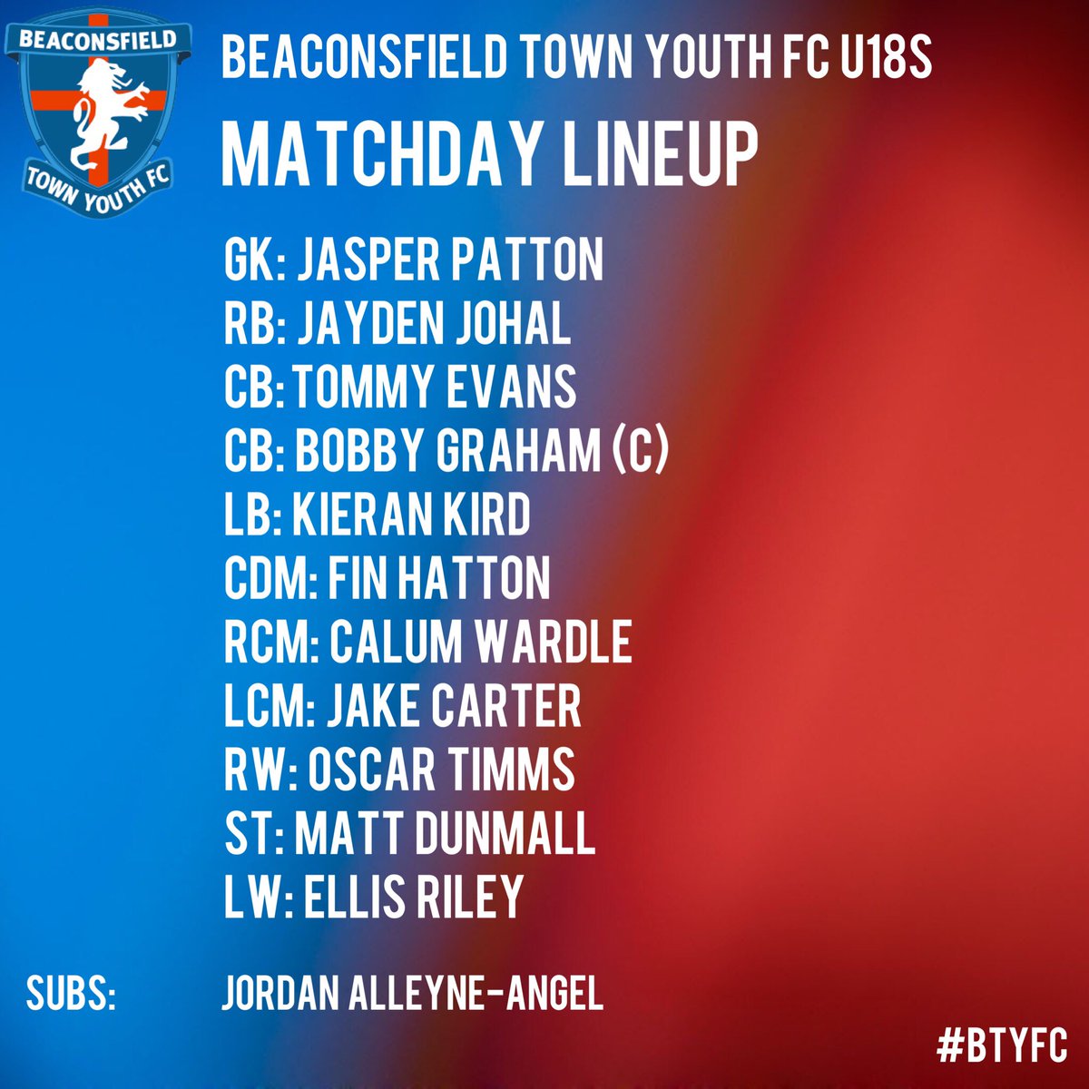 BTYFootballClub's tweet image. Four players will rotate in goal today for #BTYFC as they battle another week of injuries and absentees. The one positive is Bobby Graham returns to the side and captains the Blues! 💙❤️