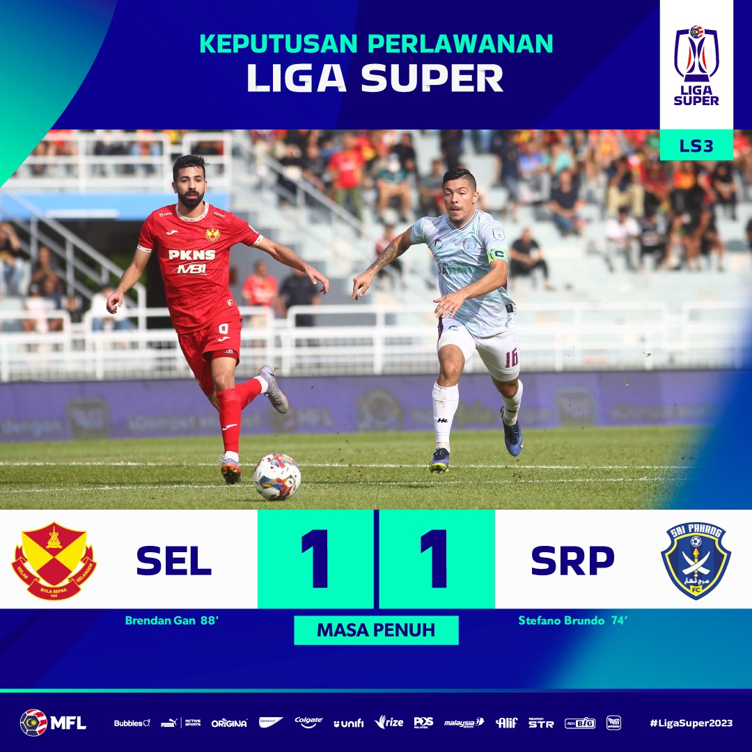 MFL_MY's tweet photo. Jaringan Brendan Gan pada lewat perlawanan menyelamatkan satu mata buat Selangor FC. 

#LigaSuper2023 #DemiLigaKita https://t.co/U2xW5nZ37T