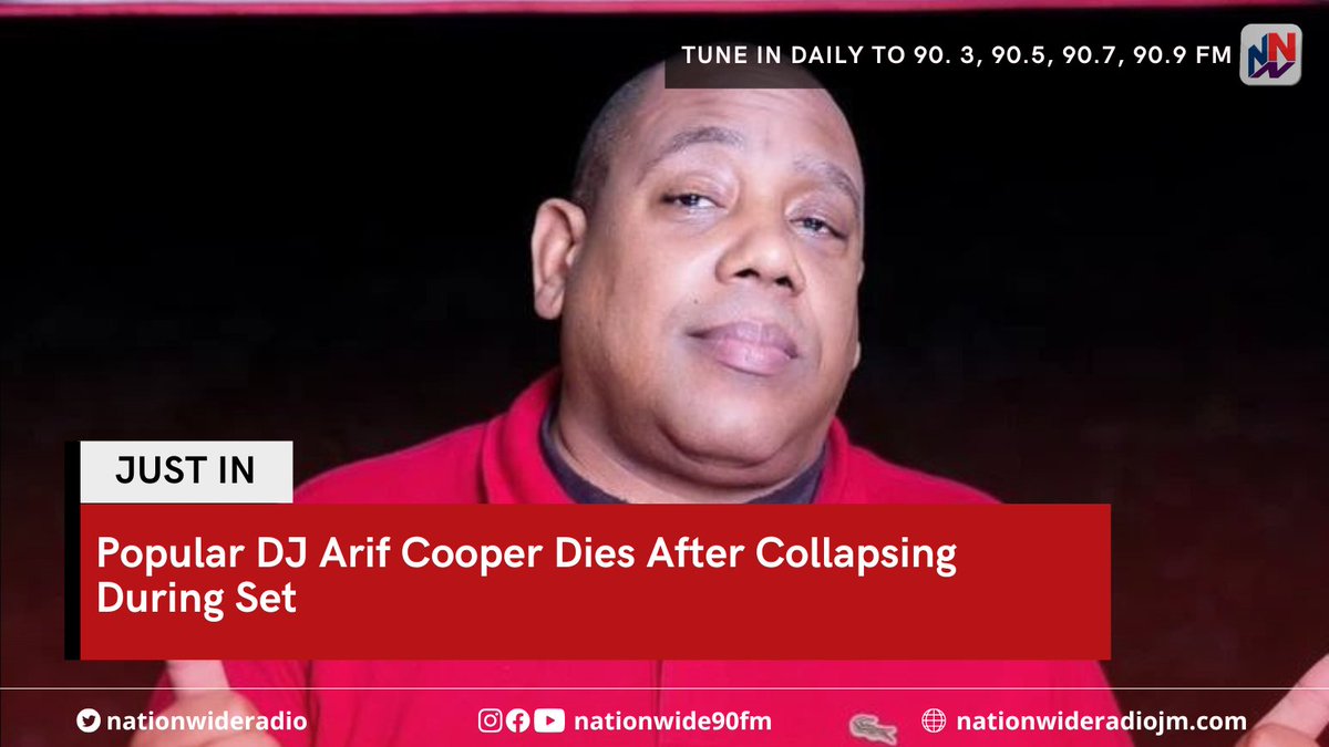 NationwideRadio's tweet photo. JUST IN: Popular disc jockey, music producer and radio personality, Arif Cooper, has died, sources have confirmed with Nationwide Online.

https://t.co/DXhxLgldGk https://t.co/sYpr1Zgy2u