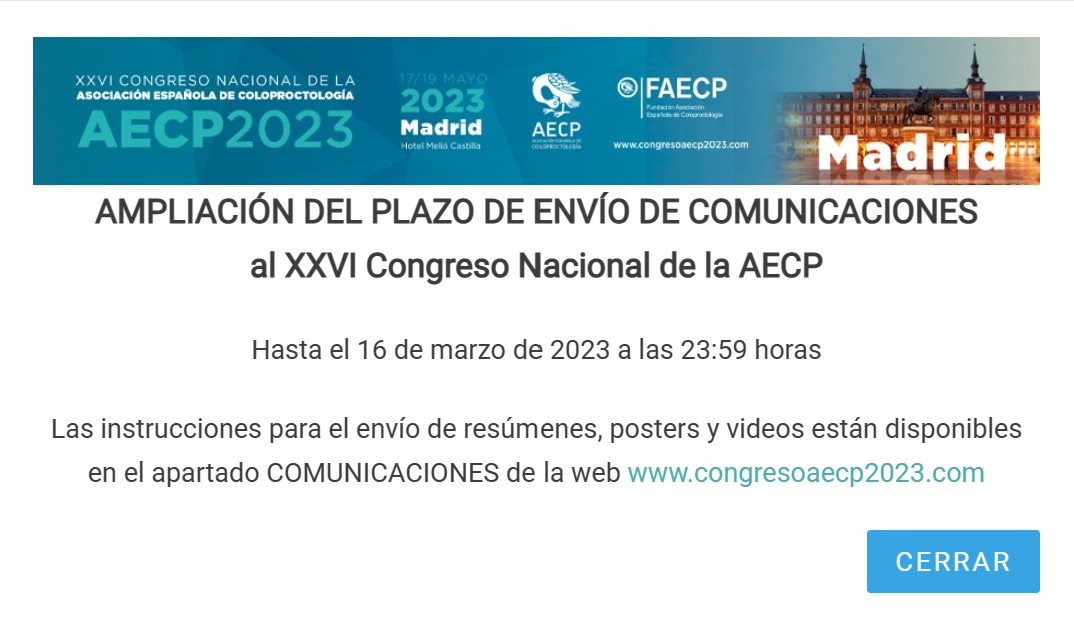 📢La @AECP_FAECP ha ampliado el plazo para el envío de comunicaciones al congresoaecp2023.com hasta el 16 de marzo.📅 Aprovecha esta ampliación y no te quedes sin enviar tus trabajos ✍️congresoaecp2023.com/index.php/comu… ¡¡Te esperamos en Madrid el 17-19 de mayo!!