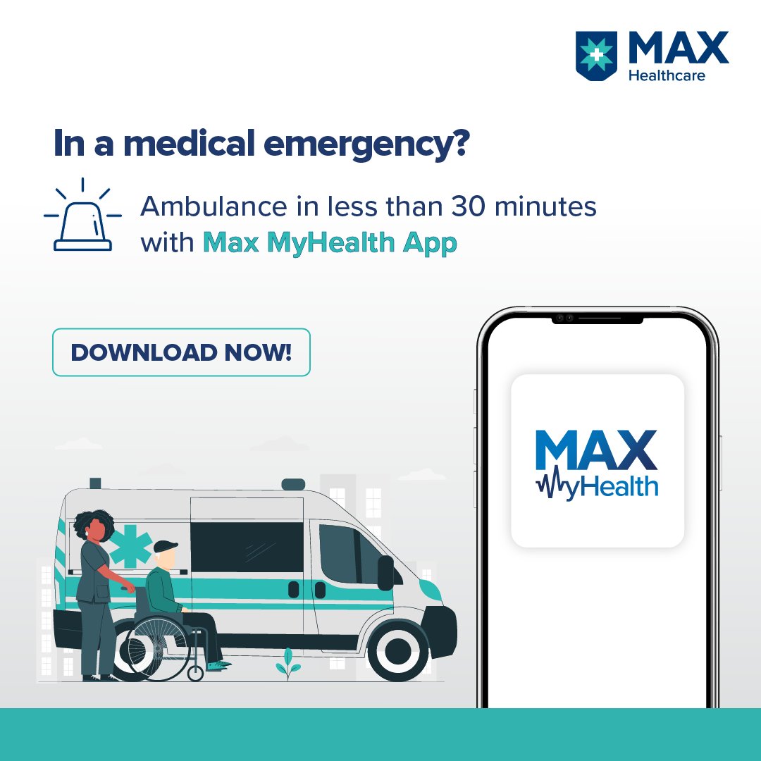 MaxHealthcare's tweet photo. Every second counts in case of an emergency, and that’s why, Max MyHealth App ensures you get an ambulance at your doorstep in less than 30 minutes. Download the app now, so that you are always prepared for any medical emergency.
#MaxMyHealthApp #MaxHealthcare https://t.co/76FzSDGBMD