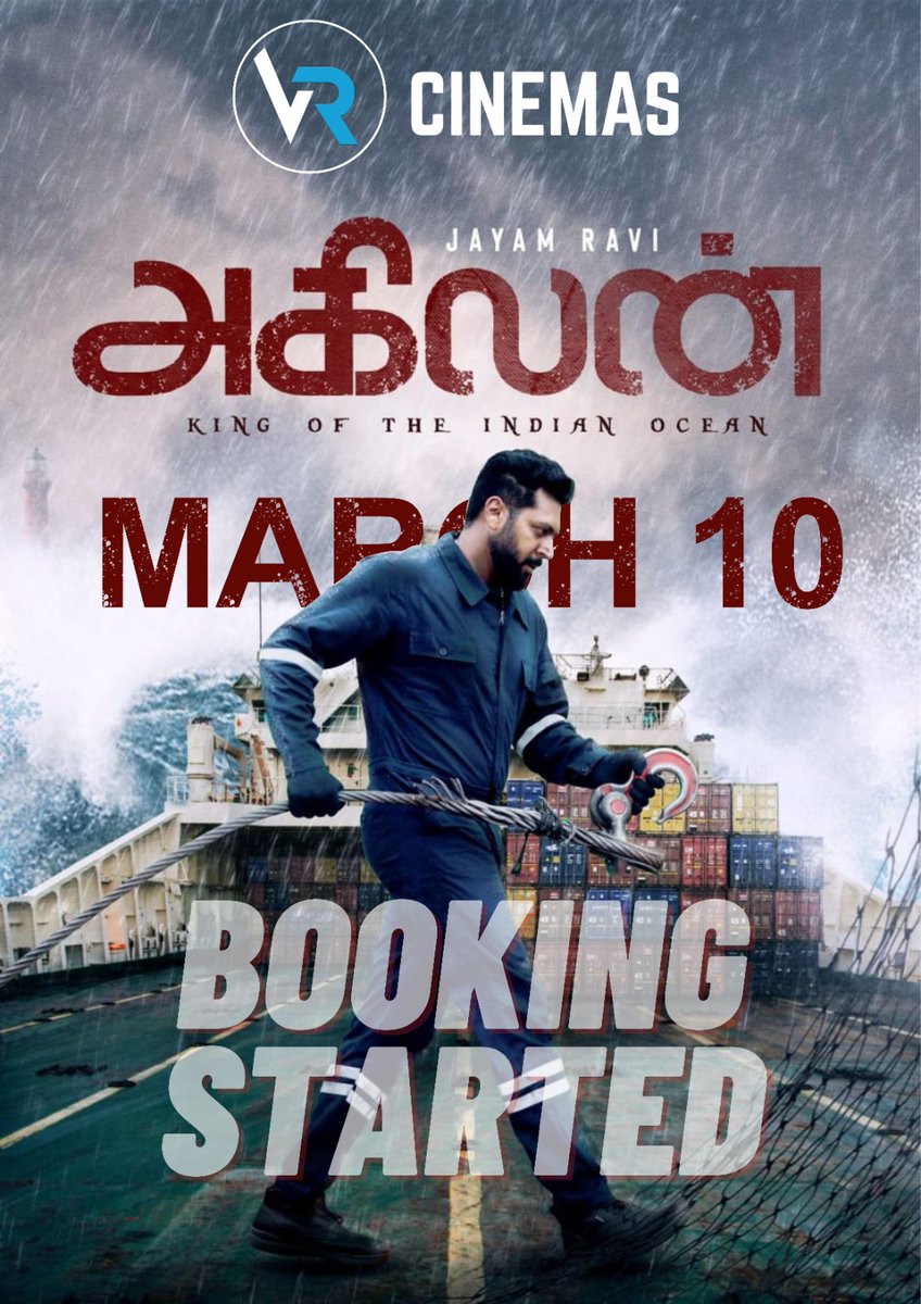 "King of Indian Ocean" <a href="/actor_jayamravi/">Ravi Moham</a> #Agilan Booking started <a href="/cinemas_vr/">VR Cinemas</a> From March 10
Grab ur Tickets 🔥🔥🔥
