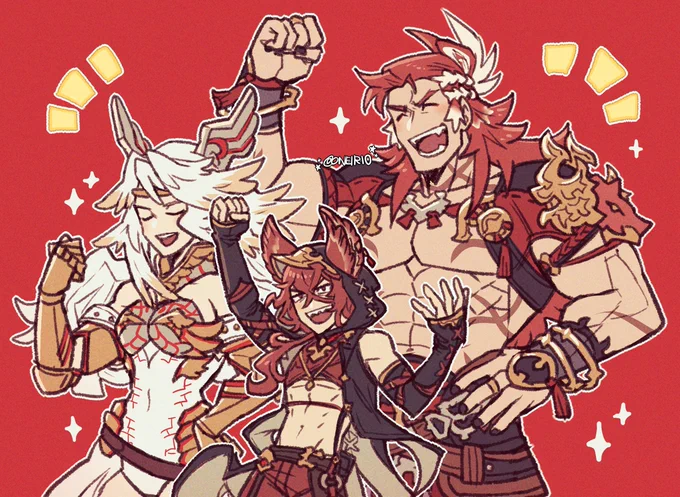 [GBF] I've been having fun playing granblue again after a while, so I drew the frontliners of my teams :D 