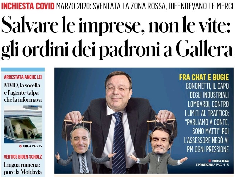 Forever_Purple's tweet image. INCHIESTA #COVID MARZO 2020: SVENTATA LA #ZONAROSSA, DIFENDEVANO LE MERCI 
Salvare le imprese, non le vite: gli ordini dei padroni a #Gallera 
➡️ #Confindustria ⬅️ #Fontana