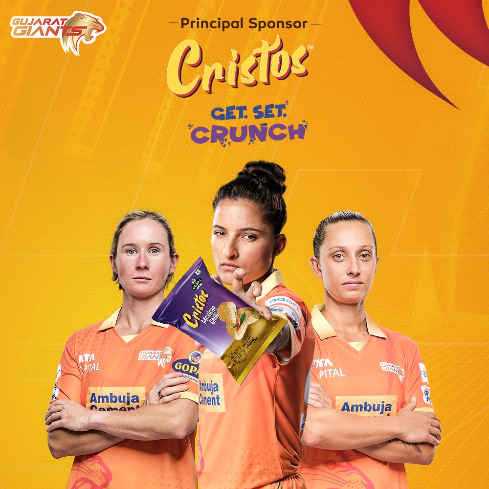 GujaratGiants's tweet image. Our Giants will be munching on India&apos;s favourite snack 😋

#Cristos joins us as our principal sponsor 🥁

#WPL #WPL2023 #GujaratGiants #AdaniSportsline #Adani
