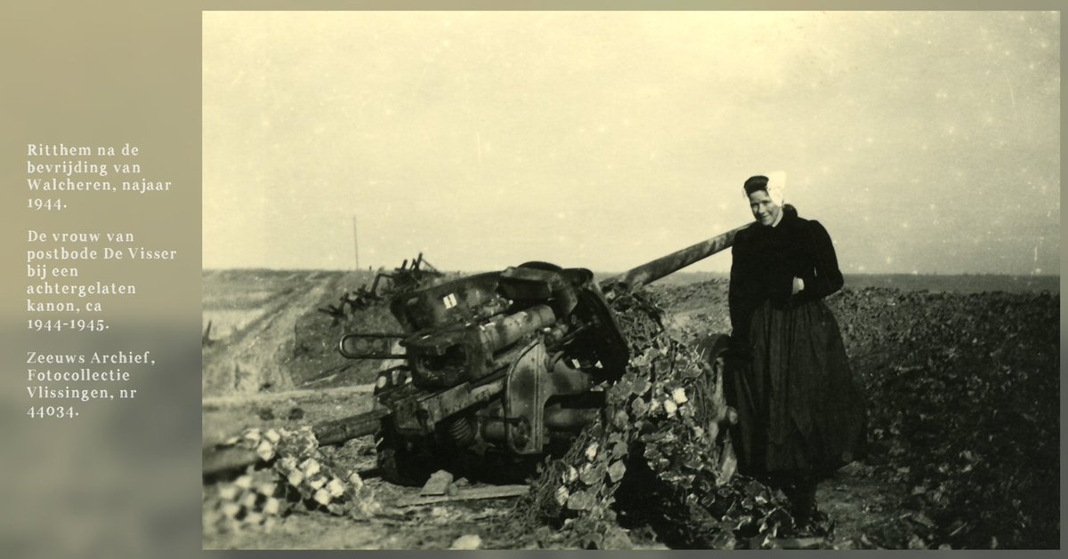 zeeuwsarchief's tweet image. Vooruitlopend op #InternationaleVrouwendag 8 maart, zochten we tijdens het #collectievissen naar postbodes ook naar vrouwen. We vonden de vrouw van #postbode De Visser bij achtergelaten geschut bij #Ritthem. ‘t Zou best kunnen dat #postbesteller De Visser zelf zijn vrouw kiekte.