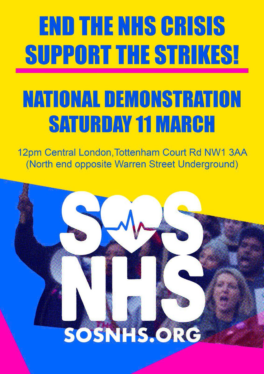 AndrewMeyerson's tweet image. If this infuriates you, and it should, join us next weekend — Saturday, 11 March 2023 — for what will be one of the largest NHS marches in British history. We must send a message to @RishiSunak's govt: we will no longer tolerate the destruction of our NHS.

#SOSNHSDEMO