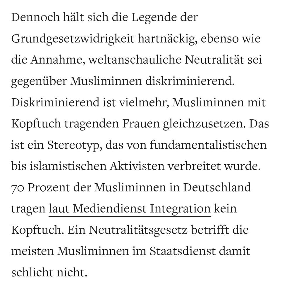 Rebecca Schönenbach (@if_rebecca) on Twitter photo 2023-03-05 09:26:32 Staatsvertreter haben weder Kreuz noch Kopftuch zu tragen, wenn sie ihren Dienst ausüben. Meine Kolumne zum #Neutralitätsgesetz aus der @WELTAMSONNTAG ist online: welt.de/debatte/kommen… Staatsvertreter haben weder Kreuz noch Kopftuch zu tragen, wenn sie ihren Dienst ausüben. Meine Kolumne zum #Neutralitätsgesetz aus der @WELTAMSONNTAG ist online: welt.de/debatte/kommen…