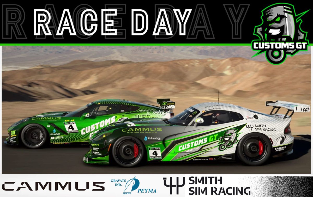 CustomsGT's tweet photo. #DiaDeCarrera 

🏆 5° Jornada de la #RivalsSession de @FinaLap_eSports.

🕹GT7
🛣 Road Atlanta

👤 @CGT_MAXIMUS 🥳
👤 @VictorConejo24🥳

🚘  Dodge Viper Gr4
🚘 Corvette C7

🖌 @Rikyracing2
📸 @balilla_3pa

⏰ 19:00
📺 https://t.co/6LzFSUfEsu

#EstoYaNoEsUnJuego 
#GoCustoms 💪💪 https://t.co/SiIYmIiUFi