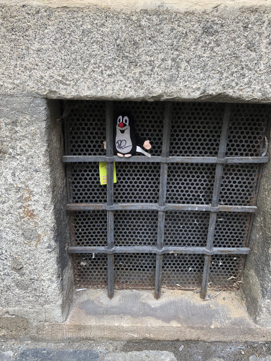 rickygervais's tweet photo. He’s here! Post a selfie if you find him. #Prague #FamousMole https://t.co/QnzbvTjjQE