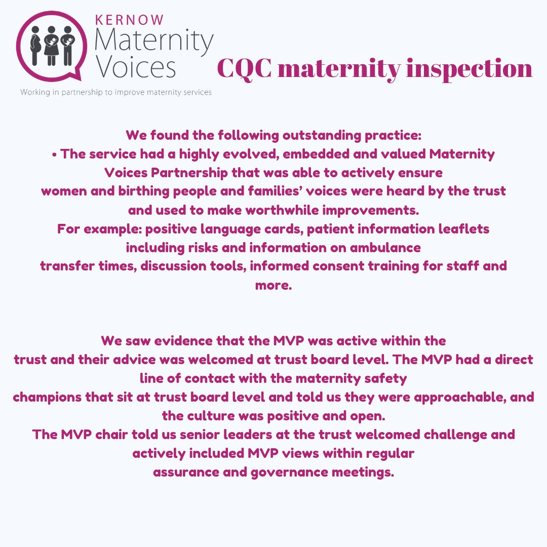 In Dec 22 the CQC inspected maternity services provided by RCHT. Below is a quote from the report.
We could not do this without our wonderful volunteers &amp; service users taking the time to share their experience with us. Your voice is so valuable &amp; makes a difference. Thank you.