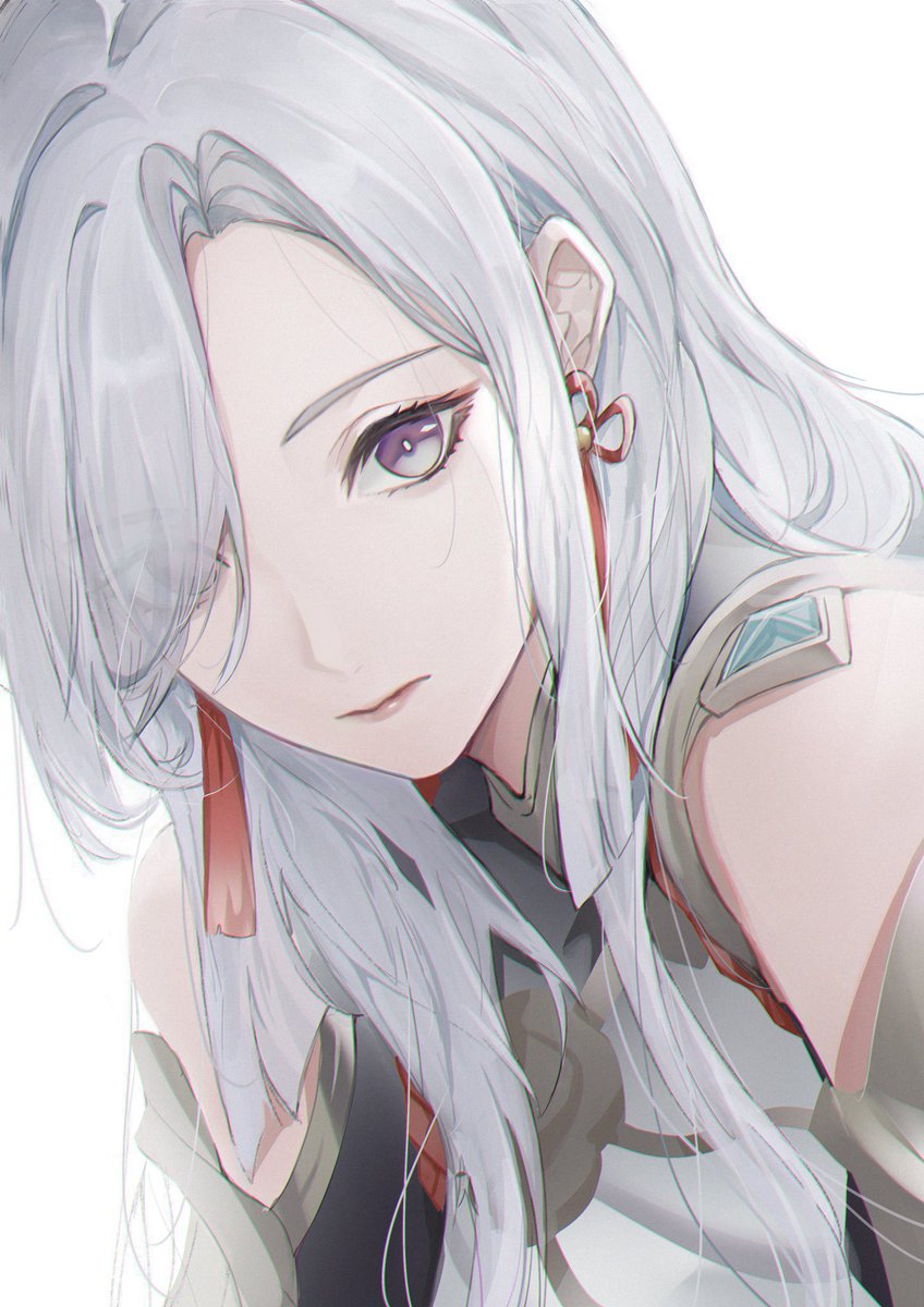 shenhe (genshin impact) 1girl solo long hair looking at viewer hair over one eye jewelry earrings  illustration images