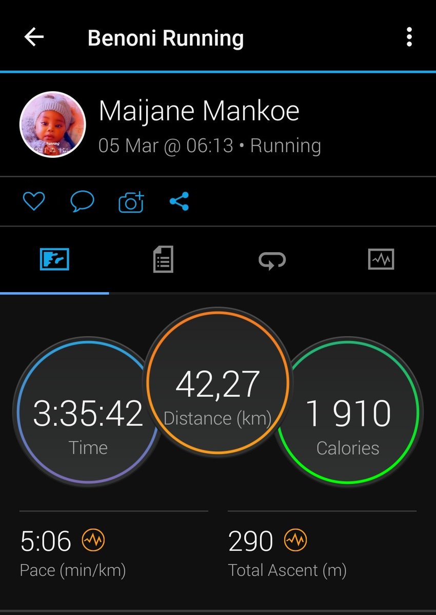 Mankoe8's tweet photo. My plan was to maintain 5minutes average pace π
#FitnessMotivation
#Ichoose2Bactive
#Comrades2023
#RunningWithTumiSole
#Addicted2running
#RunningWithLulubel https://t.co/EeXdZSAALn