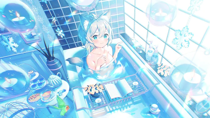 この度蒼音ゆきさん()の1周年記念イラストをかかせていただきました!ゆきさんモチーフの小物なども描きこんでいますのでよければじっくりご覧ください 