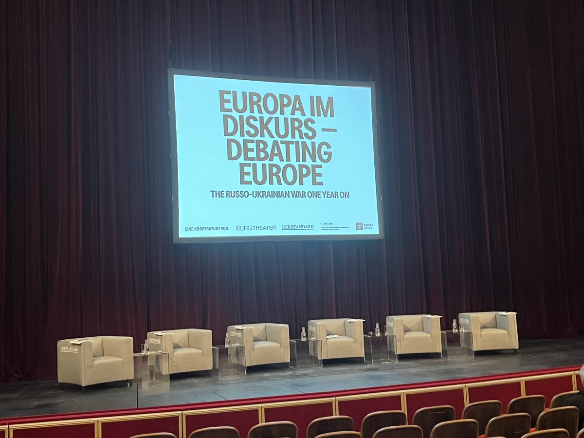IVejvoda's tweet photo. We are at the @burgtheater #Vienna #DebatingEurope
The Russo-Ukrainian War
With @olgatokariuk @NathalieTocci Ursula Plassnik @mgabo @MikeClarke2020s 
Moderated by @MishaGlenny 
@IWM_Vienna @erstefoundation @derStandardat @EuropesFutures https://t.co/7ERDetU7km