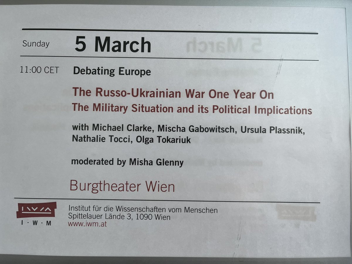 IVejvoda's tweet photo. We are at the @burgtheater #Vienna #DebatingEurope
The Russo-Ukrainian War
With @olgatokariuk @NathalieTocci Ursula Plassnik @mgabo @MikeClarke2020s 
Moderated by @MishaGlenny 
@IWM_Vienna @erstefoundation @derStandardat @EuropesFutures https://t.co/7ERDetU7km
