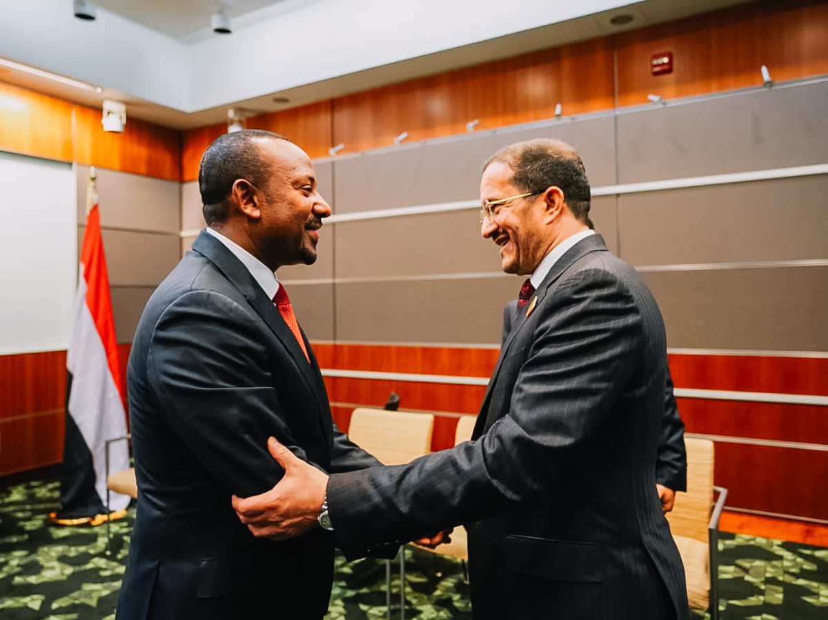 PMEthiopia's tweet photo. On the sidelines of the conference, Prime Minister @AbiyAhmedAli held bilateral discussions with His Excellency General Abdel Fattah al-Burhan, President of the Sovereign Council of Sudan and His Excellency Maeen Abdulmalik Saeed, the Prime Minister of Yemen. 

#PMOEthiopia https://t.co/s5Mdaeu65z