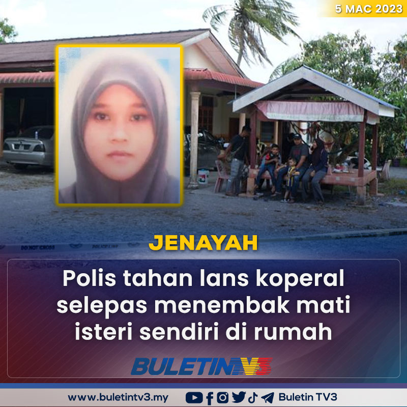 BuletinTV3's tweet photo. JENAYAH | Seorang suri rumah maut ditembak suaminya yang juga anggota polis berpangkat lans koperal menggunakan pistol di sebuah rumah di Kampung Bendang Baru, Simpang Empat, Kangar, kira-kira jam 6 pagi tadi.

Berita penuh di https://t.co/UV1PGwABfN https://t.co/IVHOr7aTVC