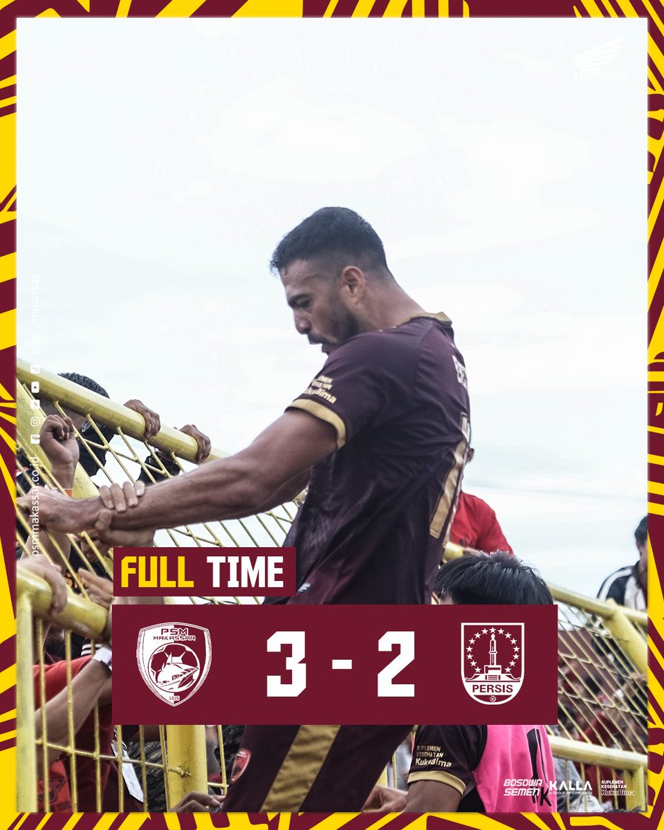 Always! Believe till the end ✨

Laga seru berlangsung di Gelora B.J. Habibie kembali di menangkan oleh Pasukan Ramang dengan skor 3-2.

Sempat tertinggal 2 kali, Pasukan Ramang lagi-lagi comback!

Terima kasih banyak atas dukungan luar biasa ta' 🙏

#EwakoPSM #PSMDAY #PSMvPersis