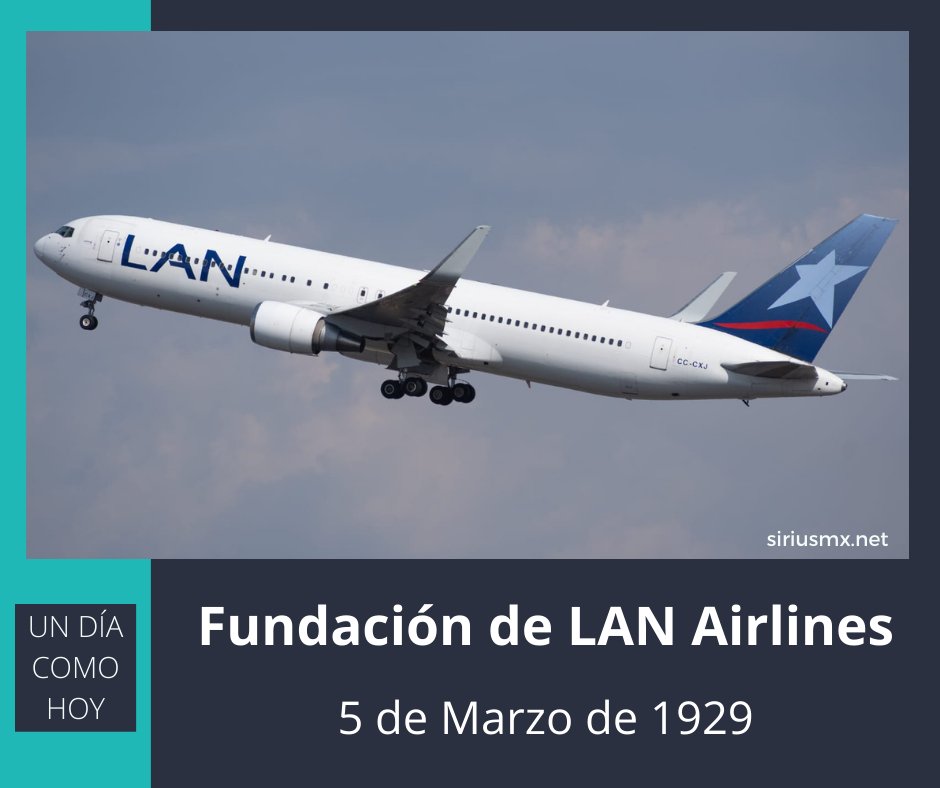 #UnDíaComoHoy 5 de marzo pero de 1929, fue fundada la Línea Aérea Nacional (LAN).

✈ siriusmx.net/15397/

#SiriusMX #Noticias #Aviación #LíneaAéreaNacional #LAN #LANAirlines #HoyenlaHistoria #Efeméride #5deMarzo