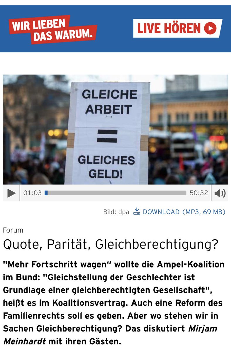 Quote, Parität, Gleichberechtigung? rbb24inforadio-Forum zum #Weltfrauentag 
inforadio.de/content/rbb/in…