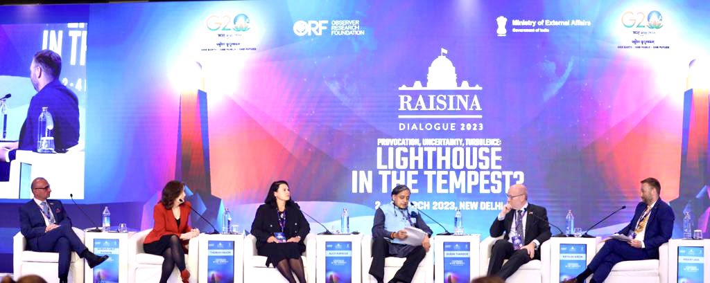 Spoke at the #RaisinaDialogue2023 yesterday on a panel looking at the implications of the #UkraineWar for the world & for India. The other panelists, including two Foreign Ministers (Croatia & Slovakia), were all from EasternEurope. A lively& stimulating discussion at @orfonline