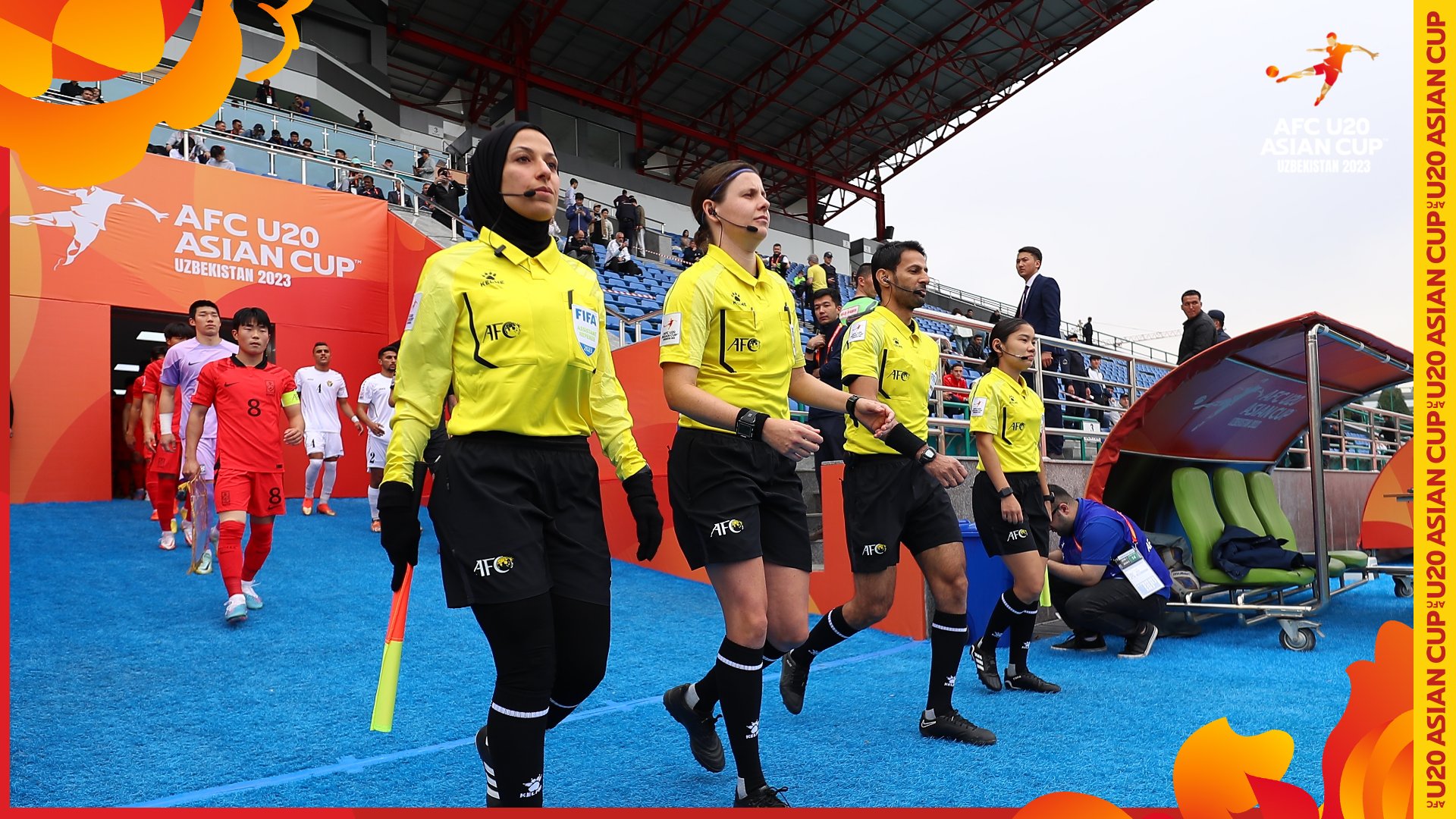 AsianCup2023 on Twitter: "A first-ever female official trio take charge of  the Group C match between 🇯🇴 Jordan and 🇰🇷 Korea Republic at JAR  Stadium for the first time at #AFCU20! 👏