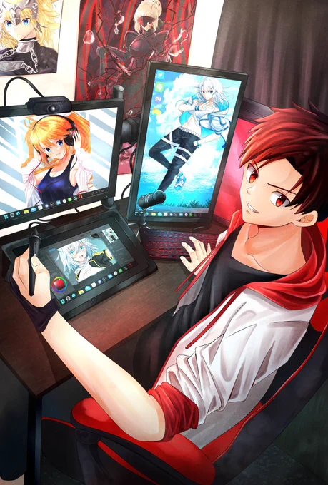 #今までで作画カロリーMAXの作品上げようぜジャンヌ絵を覗いたらこれかな?2枚とも表紙のために描いたから本気の本気よ 
