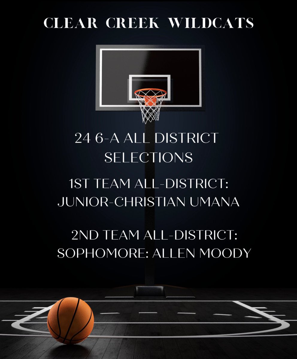 Clear Creek Hoops (@cchoops) on Twitter photo Congratulations to our 24-6A All-District selections:
1st team- Junior- Christian Umana <a href="/ChristianUmana4/">Mario CHRISTIAN Umaña</a> 2nd team- Sophomore- Allen Moody <a href="/AllenM00dy26/">Allen Moody</a> Congratulations to our 24-6A All-District selections:
1st team- Junior- Christian Umana <a href="/ChristianUmana4/">Mario CHRISTIAN Umaña</a> 2nd team- Sophomore- Allen Moody <a href="/AllenM00dy26/">Allen Moody</a>