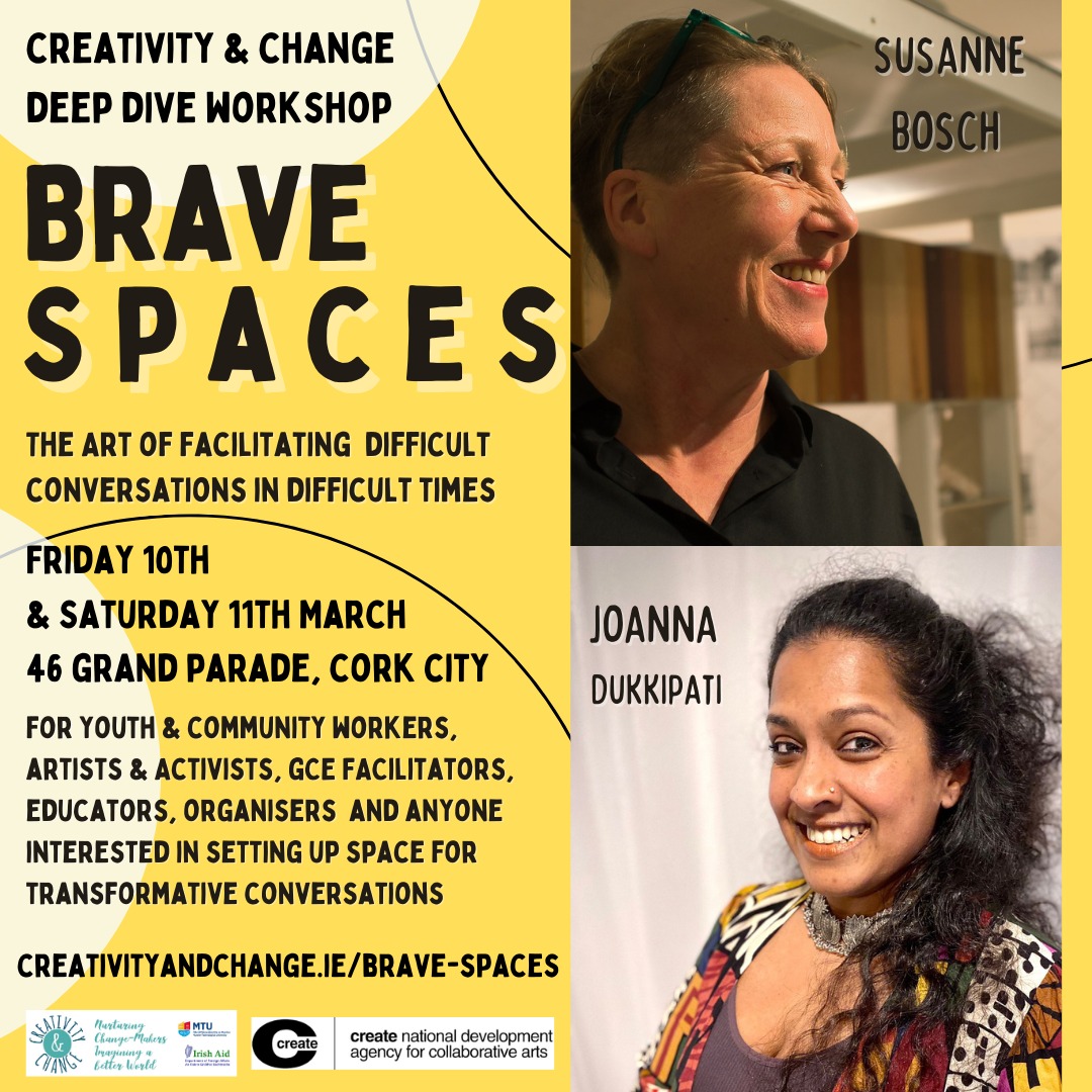 Creativity and Change (@headhandheart1) on Twitter photo Exciting training opportunity next week with <a href="/bosch_susanne/">Susanne Bosch</a> and @GoodDay_Cork
Click here for more information creativityandchange.ie/brave-spaces/
<a href="/Irish_Aid/">Irish Aid</a> <a href="/MTU_Crawford/">MTU CRAWFORD</a> <a href="/CreateIreland/">Create Collaborative Arts</a> #cork Exciting training opportunity next week with <a href="/bosch_susanne/">Susanne Bosch</a> and @GoodDay_Cork
Click here for more information creativityandchange.ie/brave-spaces/
<a href="/Irish_Aid/">Irish Aid</a> <a href="/MTU_Crawford/">MTU CRAWFORD</a> <a href="/CreateIreland/">Create Collaborative Arts</a> #cork