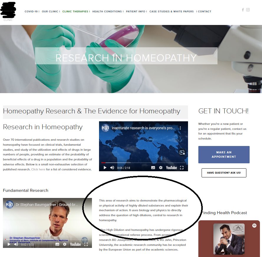 jonathanstea's tweet photo. Yet another local "integrative medicine" clinic that purports to treat all kinds of serious health conditions with a number of pseudoscientific approaches, including homeopathy.

They deceive patients by pretending to use "biology and physics" to explain how homeopathy works. https://t.co/IryujqkssH