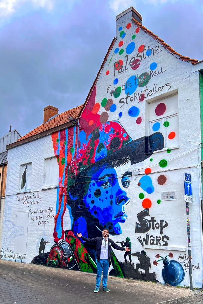 "No child has to live in a refugee camp..."

A mural by painted by Palestinian artist Mohammed Qreaiqe in Gent, Belgium. 🇵🇸
