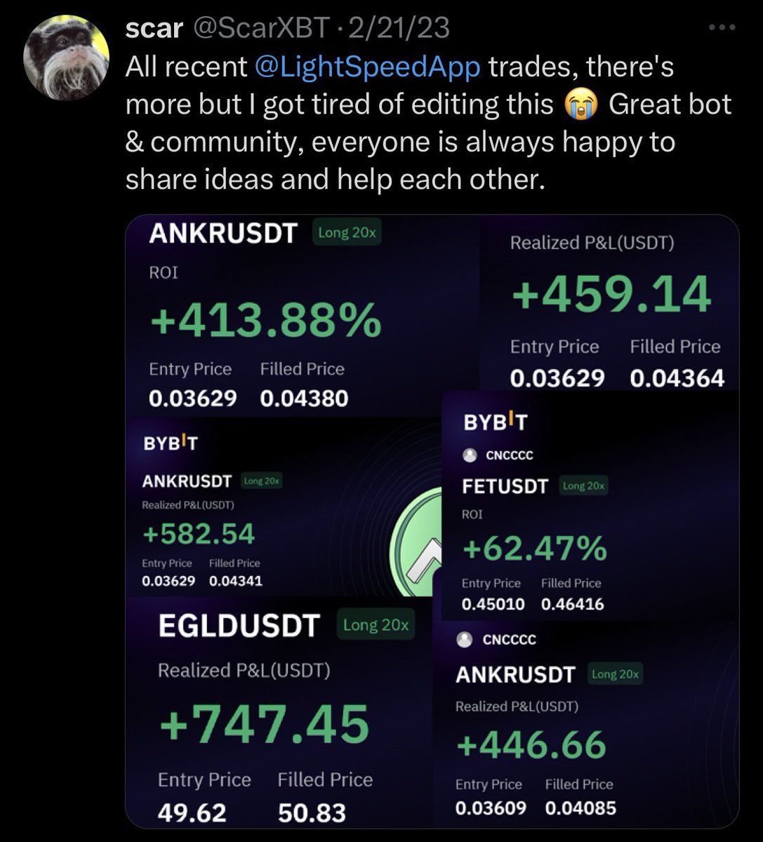 A small highlight of member profits from February. Through the month, our users made $30,000+ in combined profits. 

Make sure you follow, like &amp; retweet this tweet &amp; we’ll drop a weekly pass to someone random in the DMs! 💚