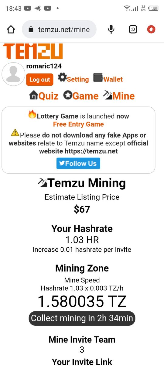 EyramGuegui's tweet photo. #temzu -Trending mining app in 2023 #MiningApp #MineToEarn #MineTZ #freeMining #Quiz #QuizToEarn

👉Link to register : https://t.co/QjEtvdbone

@RollbitRewards @CryptoTownEU @Joseff36060573 @freebnbmining https://t.co/uCY7g8dhJa