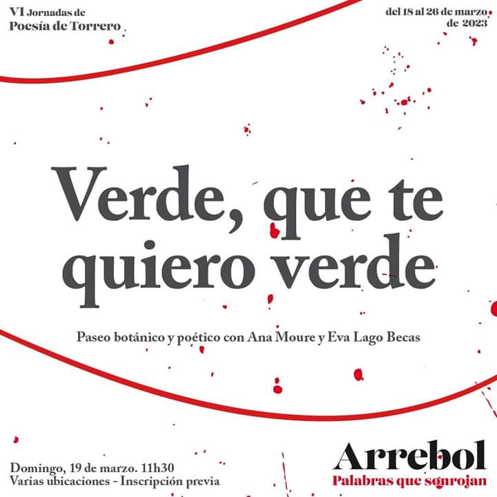 19 de marzo, a la 11.30 h, vuelve la RUTA BOTÁNICA por los rincones verdes de Torrero. Jardines improvisados comunales, balcones y patios serán los protagonistas.

Inscripciones en jornadaspoesiatorrero@gmail.com