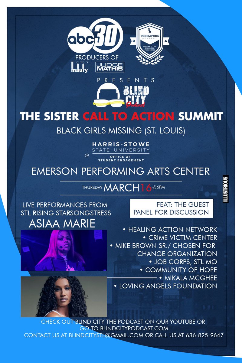 mikalamcghee's tweet photo. Discussion. Awareness. Action. 

Join me on March 16 at @HarrisStowe along with @BlindCity314 + special guest panel to address the uprise in missing black women &amp; girls in the St. Louis region and what we can do to help keep each other safe. 

@RealMissMOUSA @BlindCity314 https://t.co/ElK2FT9APr