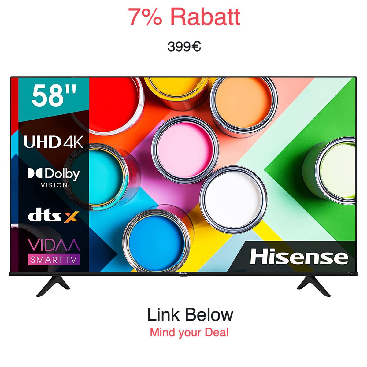 SurfingIndex's tweet photo. 399€ (7% Rabatt) auf Hisense 58A6GG 146cm (58 Zoll) Fernseher, 4K UHD, Smart TV, HDR, Dolby Vision
Amazon Angebote(affiliate)- https://t.co/tfUyr7URpf
#amazonangebote #angebote #rabatt #hisense #tv #smarttv #googletv #androidtv #smarthome #dobyvision #lg #samsung #tech #follow https://t.co/tMhftcA4G8